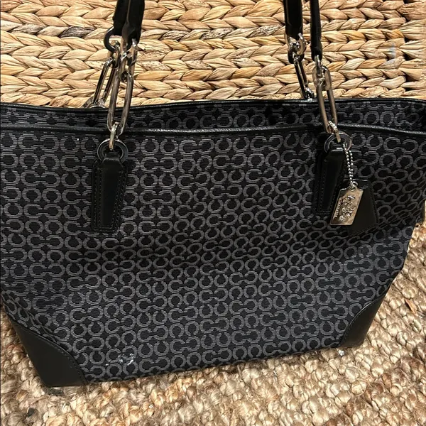 Coach Madison Op Art Needlepoint East West Tote- Black - Image 3