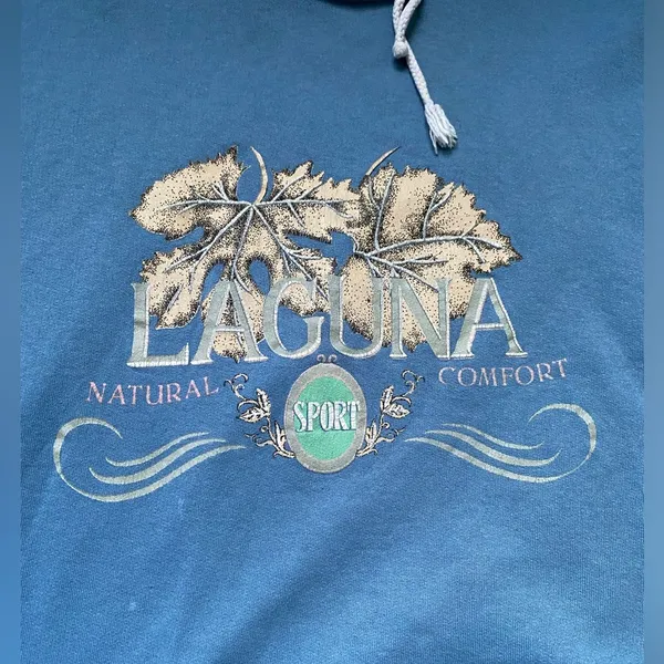 90s Laguna Sport neck tie soft worn in blue logo sweatshirt, size XL - Image 2
