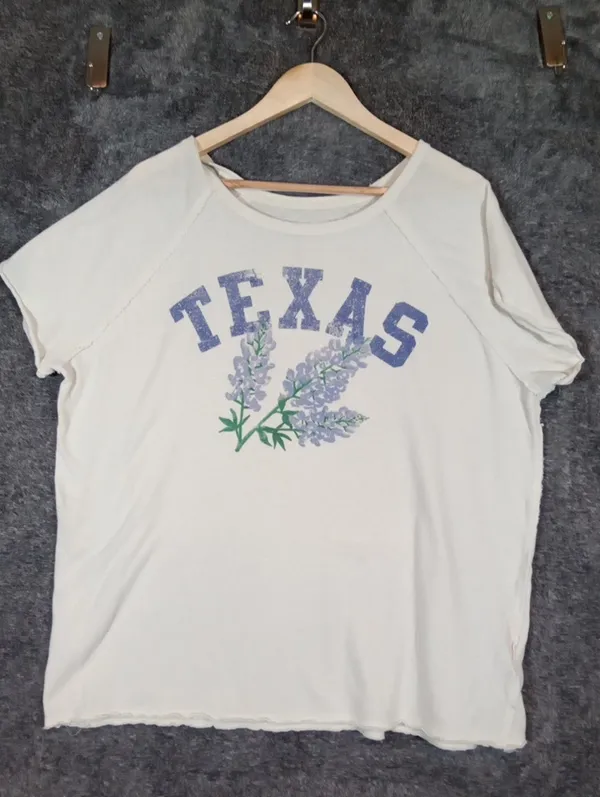 We The Free Texas Blubonet Graphic Tee Ivory Cotton Oversized Collegiate Relaxed - Image 2