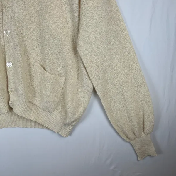 Peruvian Connection 100% Alpaca Handmade Cream V-Neck Cardigan Sweater XL - Image 11