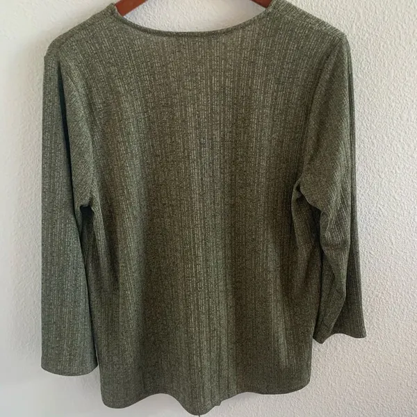 MICHAEL Michael Kors Tie Front Top Green Tone Button Front Contemporary Large - Image 6