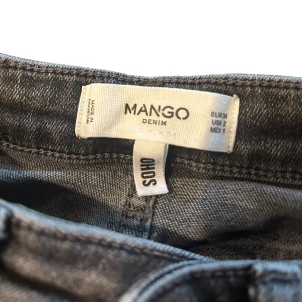 MANGO Denim Soho Black Jeans Size 2 Distressed - Image 5