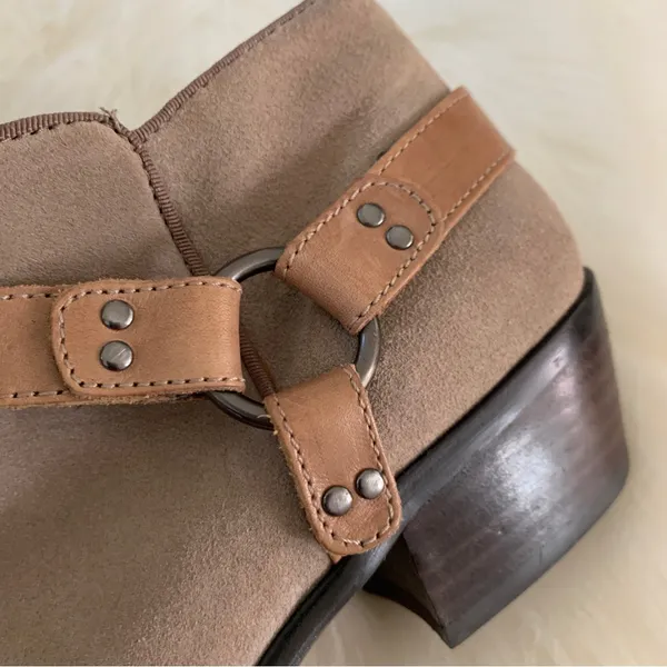 Sam Edelman Phoenix Taupe Suede Ankle Bootie Leather Strap Boot Size 7.5 - Image 6