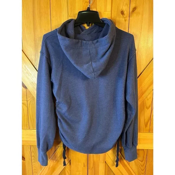 Aerie Womens Long Sleeve Hooded Sweatshirt Periwinkle Side Ruched Size XS (5301) - Image 5