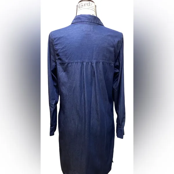 Old Navy Cotton Button Up Dark Chambray Denim Dress Size Medium - Image 6