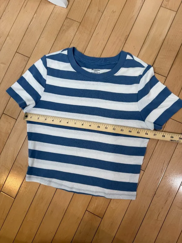 No Boundaries Steel Blue & White Striped Baby T Tee Shirt Top Size M 8-10 - Image 6