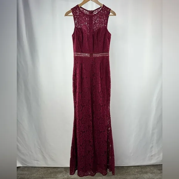 Lulus Music of‎ the Heart Lace Maxi Dress in Burgundy Size Small - Image 4