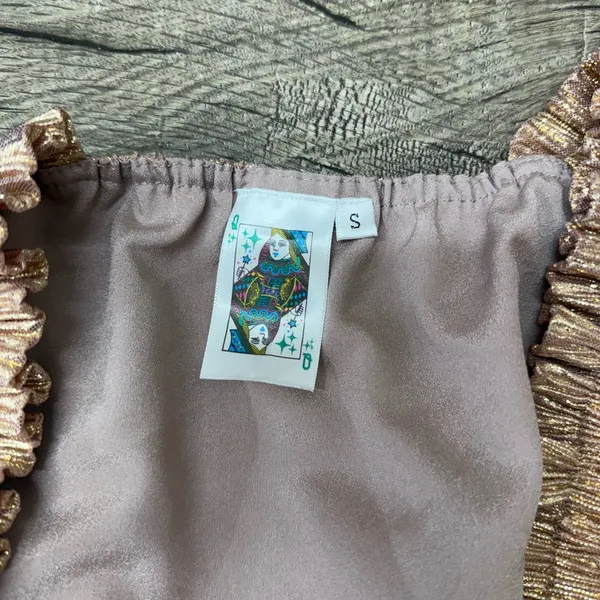 Queen of Sparkles Rose Gold‎ Flutter Crop Top size small - Image 3