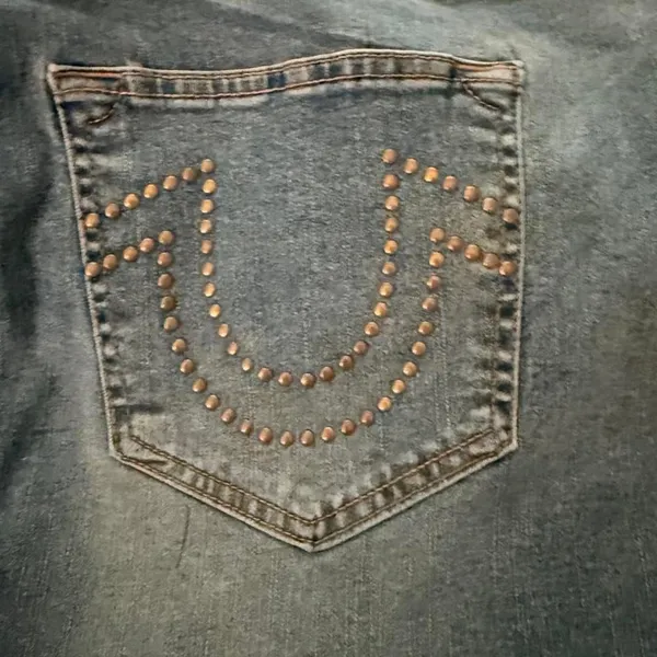 True Religion Studded Denim Mini Skirt Light Mellow Wash - Image 6