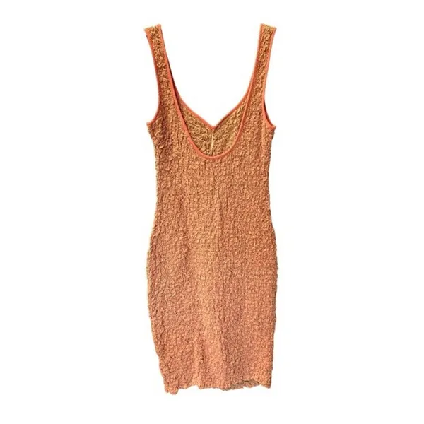 Free People $98 Set The Bar Scrunch Smock Cotton V-Neck Bodycon Tank Midi Dress - Image 5