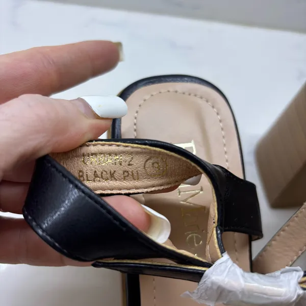 Bella Marie Black Square Toe Block Heel Sandals Size 9 NWOT Minimalist Sleek - Image 6