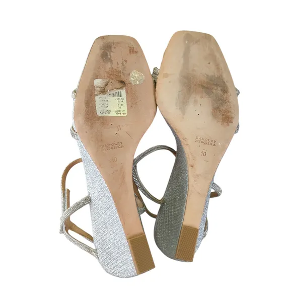 Badgley Mischka Unity Wedge Heels Womens Silver Embellished Strappy Sandals 10‎ - Image 7