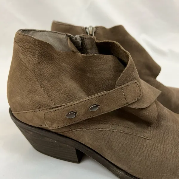 Eileen‎ Fisher Brown Leather Ankle Boots Women's Size 7 Booties Crossover Strap - Image 2