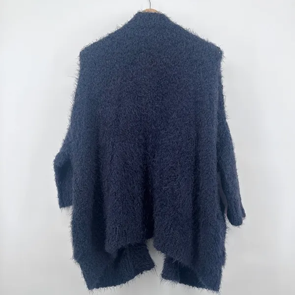 Zara Knit Womens Medium Open Front Cardigan‎ Sweater Fuzzy Blue Oversized - Image 4