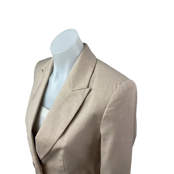 Zara Women's Beige Notch Collar Long Sleeve Single Breasted Blazer Coat Jacket 2 - Image 2