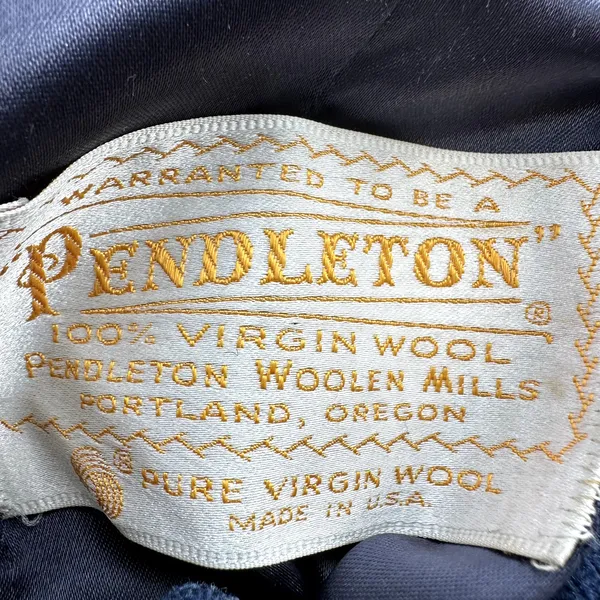 Vintage Pendleton Wool Peacoat 70s Button Down Hand Pockets Navy Blue Medium - Image 3