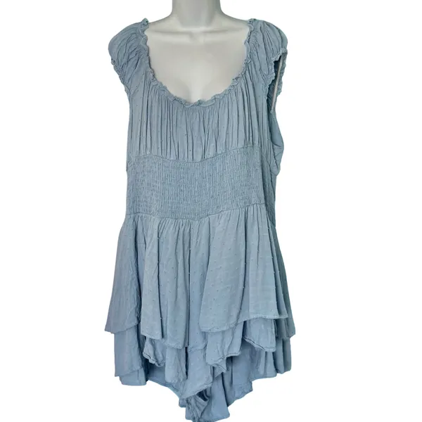 Princess Polly Light Blue Love Galore Smocked Ruffle Shorts Romper size 20 - Image 2