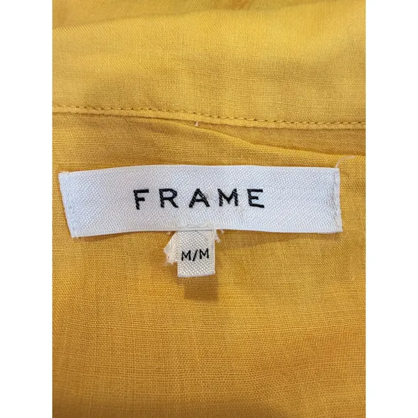 Frame Yellow Kumquat Ramie Double-Lined Long Sleeve V-Neck Kaftan Maxi Dress‎ M - Image 2