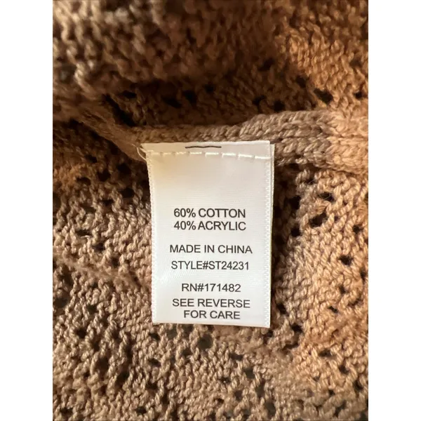 Sincerely Jules Brown Pointelle Crop Sweater Festival Boho Fairy Open Knit - Image 6