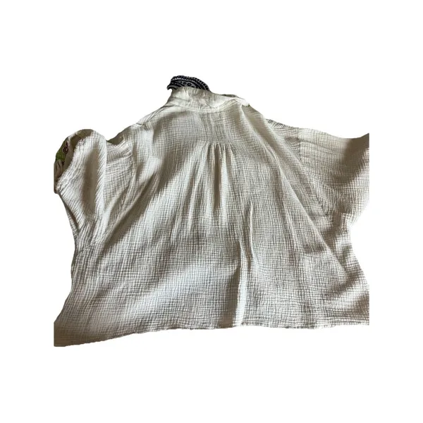POL Crinkle Gauze Crop Button Up Size Small Oversized Smt1962a - Image 3