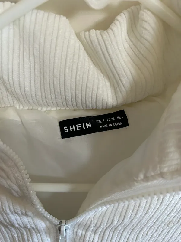 SheIn White Corduroy Puffer Jacket - Image 2