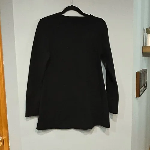ZARA basic minimalist Black Long Sleeve Crew Neck knit Tunic‎ Top Size Medium - Image 4