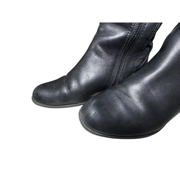 Anne Klein Black Leather Over The Knee Boots Mixed Media Flat Riding Boot 6.5 - Image 8