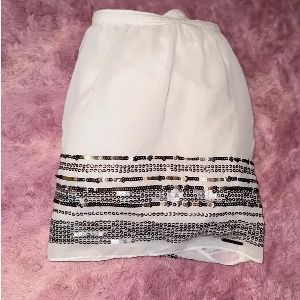 Abercrombie‎ Fitch White Sequin Embellished Skirt Size M - Image 3