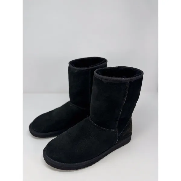 UGG Australia Womens Boots Black Suede Classic Short Fleece Pull On Winter US 9 - Image 3