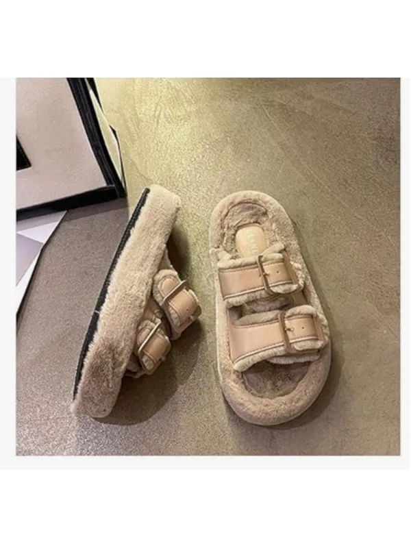 NEW Fuzzy Thick Sole Elevator Slippers Plush Fleece Winter House Shoe 7.5 - Image 4