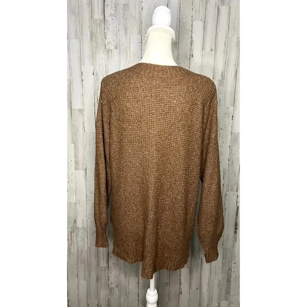 American Eagle Women's Size XS Brown‎ V-Neck Oversized Pullover Sweater - Image 4