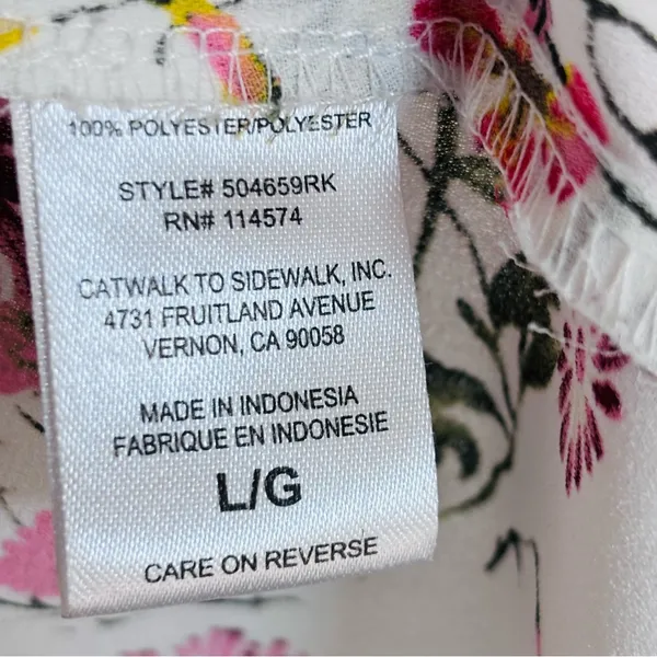 Pleione Women's Floral Print Sleeveless Blouse White Multi Size Large (L) - Image 10