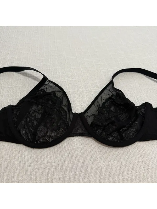HSIA 36C Enchante Unlined Black Lace Underwire Bra Minimizer - Image 7