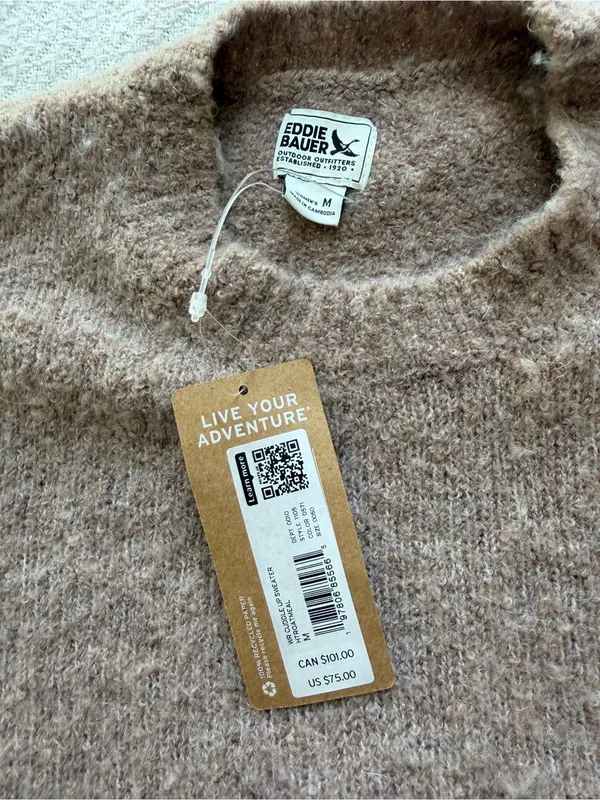 Eddie Bauer Cuddle Up Sweater NEW Medium Oatmeal Tan - Image 4