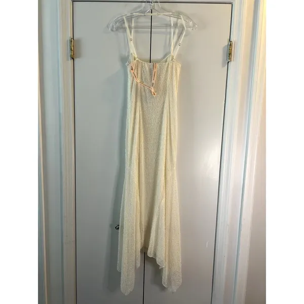 Oh Polly Dole Embellished Asymmetric Maxi Dress in White Size 6 New - Image 8