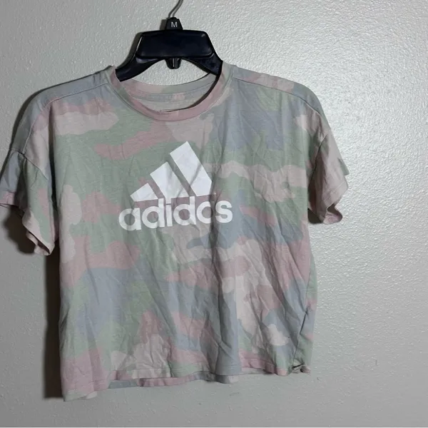 Adidas Women Loose Fit‎ Shirt Tie Dye Cropped Logo Top size M - Image 2