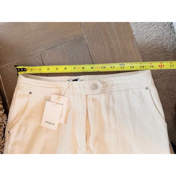 NWT FRNCH Paris Bianca Wide Leg‎ Trousers Women Large Creme High Rise Denim New - Image 6