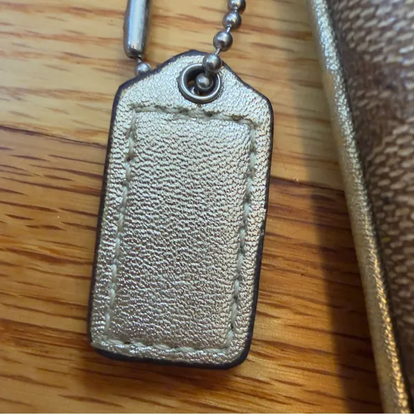 Coach Tan Signature Wristlet with Gold Accents - Image 4