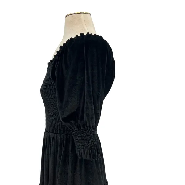 Baltic Born Bliss Smocked Velvet Dress Mini Tiered‎ Black Size Medium - Image 9