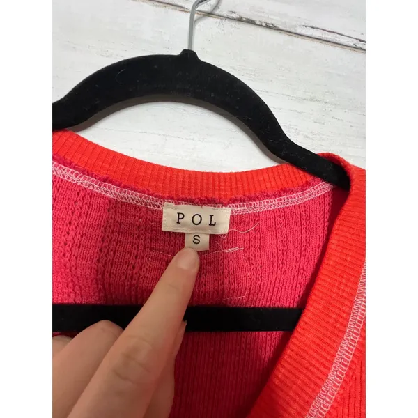 POL Patchwork Thermal Top Small Oversized Cropped Raw Hem Colorblock Boho - Image 4