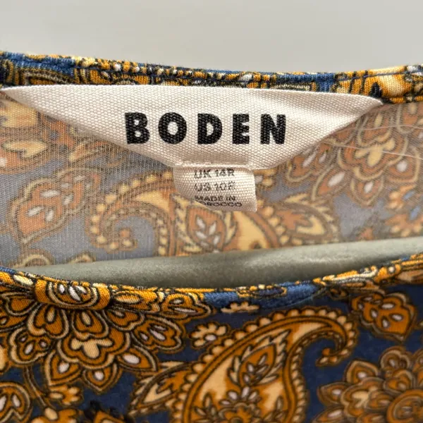 Boden Navy Harvest Gold Paisley Terrace Knot Sleeve Jersey Mini Dress - Image 4