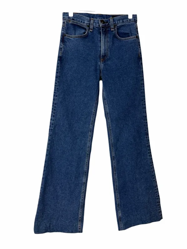 Rag & Bone Womens Jeans Size 26 Wide Leg Mid Rise Raw Hem Blue Denim Made USA - Image 7