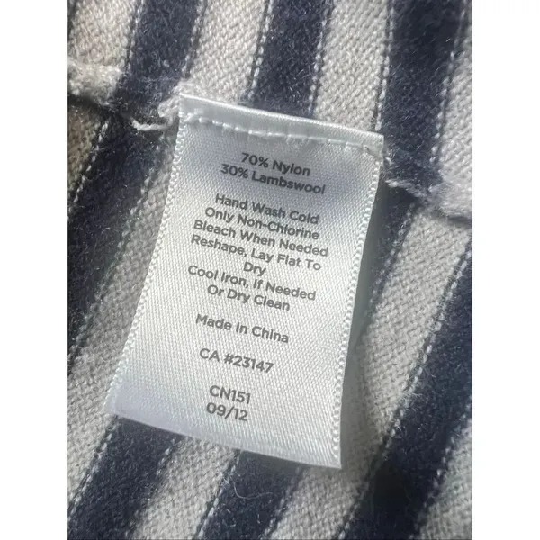 Talbots Navy Blue Off White Stripe Open Front Cardigan XS - Image 5