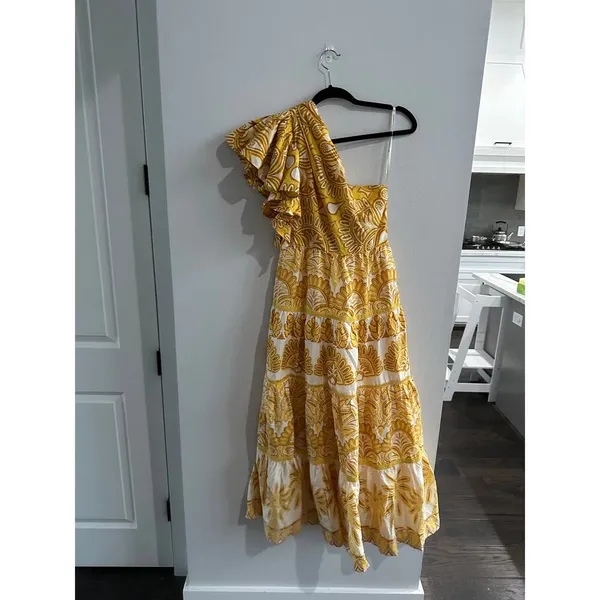 Farm Rio Yellow Ainika Tapestry One Shoulder Maxi Dress - Image 7