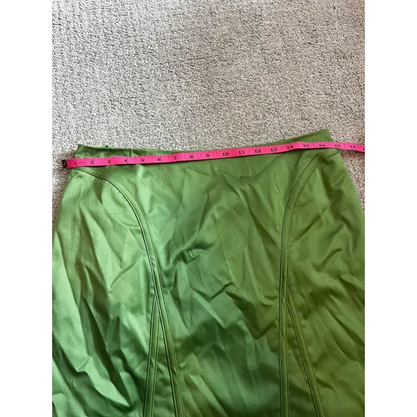Anne Klein New York Pencil Skirt 10‎ Lime Green Paneled Stretch Office Y2K - Image 6