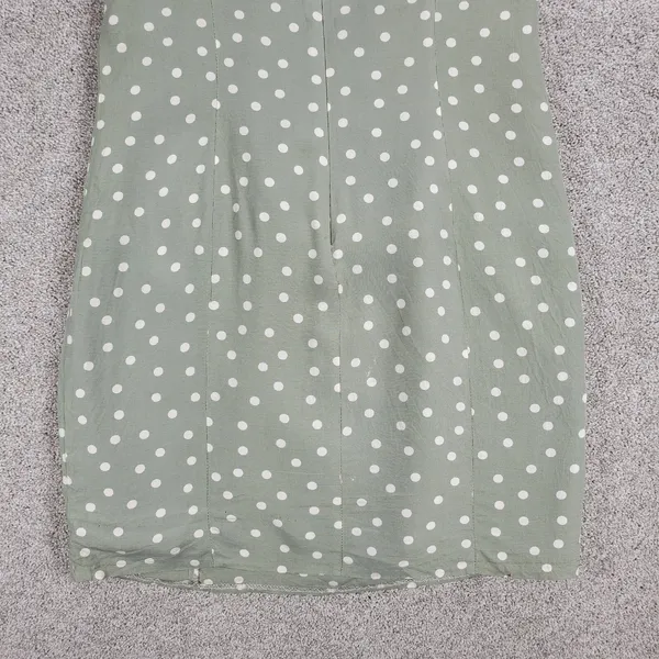 Vintage 90's Ice Cube by Michael Dress Womens 12 Green Polka Dot Rayon Mod Retro - Image 7