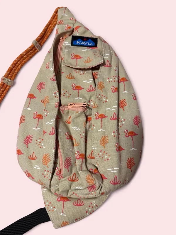 Kavu Olive Flamingo Rope Sling Bag - Image 3