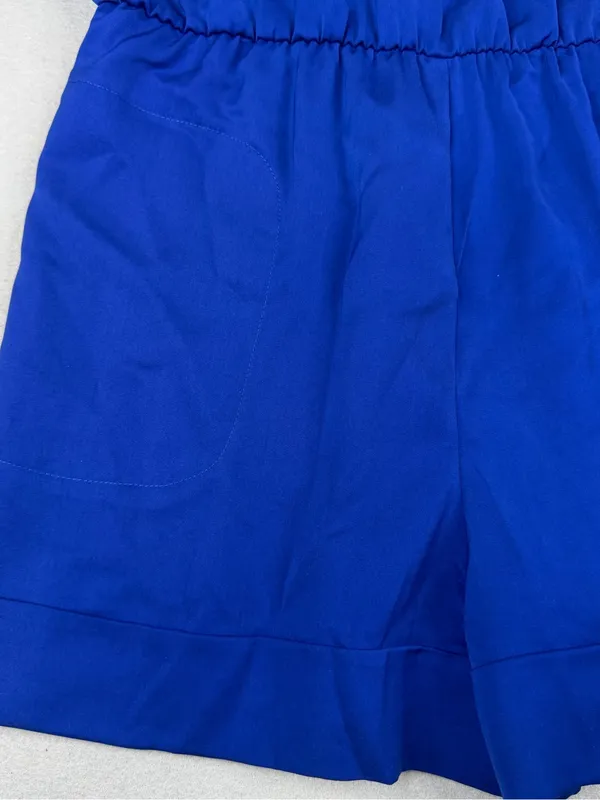 Blaque Label Romper Womens S Cobalt Blue Deep V Back 3/4 Sleeve Pockets - Image 4