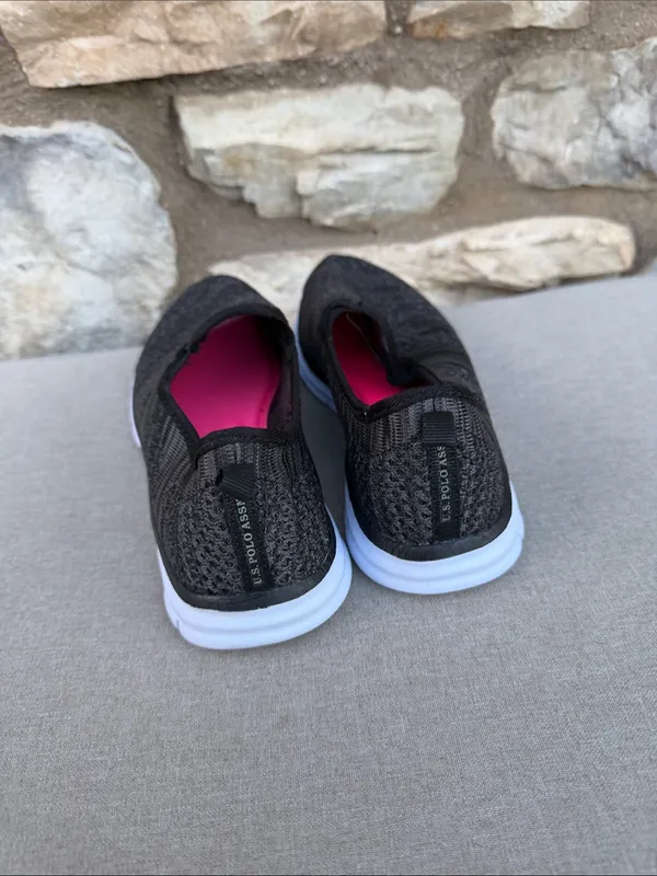U.S. Polo Assn. Women's Black Knit Slip-On Sneakers size 6.5 - Image 3