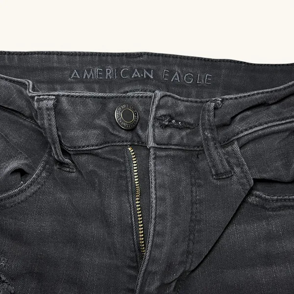 American Eagle Next‎ Level Stretch Skinny Jeans Black Distressed Womens 6 - Image 3